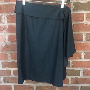 Grey flannel skirt with side ruffle
